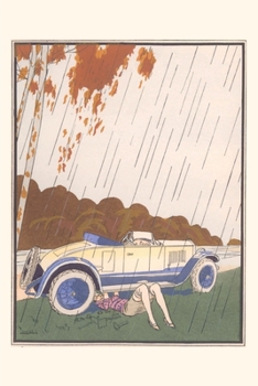 Paperback Vintage Journal Woman Fixing Car in the Rain Book