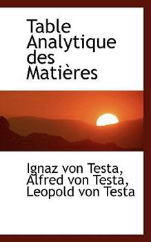 Hardcover Table Analytique Des Mati Res Book