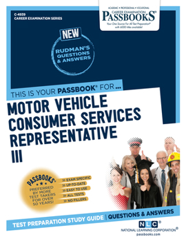 Paperback Motor Vehicle Consumer Services Representative III (C-4939): Passbooks Study Guide Volume 4939 Book