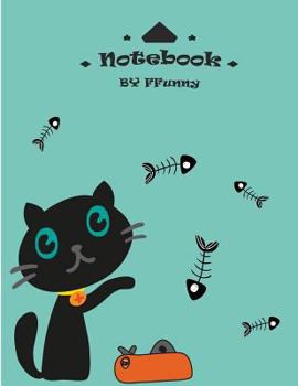 Paperback Notebook By FFunny: Black cute cat on green cover and Dot Graph Line Sketch pages, Extra large (8.5 x 11) inches, 110 pages, White paper, Book