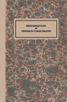 Paperback Erinnerungen an Heinrich Curschmann [German] Book