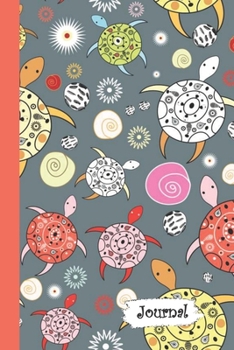 Paperback Journal: Colorful Abstract Sea Turtles Diary with Blank Lined Notebook Paper Book