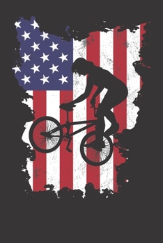 Paperback Notebook: Vintage 4th Of July USA Flag BMX Trick Dot Grid Dotted 6x9 120 Pages Book