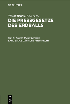 Hardcover Das Dänische Preßrecht: Das Isländische Preßrecht [German] Book