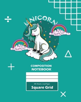 Paperback Unicorn Square Grid, Graph Paper Composition Notebook, 100 Sheets, Large 8 x 10 Inch, Quad Ruled Royal Blue Cover Book