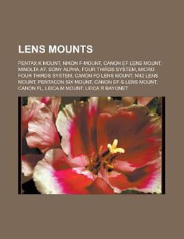 Lens Mounts: Pentax K Mount, Nikon F-Mount, Canon Ef Lens Mount, Minolta AF, Sony Alpha, Four Thirds System, Micro Four Thirds System, Canon Fd Lens M