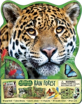 Paperback Animal Adventures: Rain Forest [With Book(s) and 20 Fact Cards and 9-Piece Diorama, 6 Plastic Animals, 5 3-D Models] Book