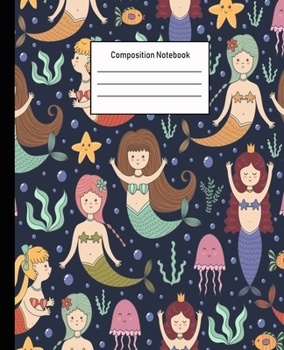 Paperback Composition Notebook: Mermaid Wide Ruled Blank Lined Cute Notebooks for Girls Teens Kids School Writing Notes Journal -100 Pages - 7.5 x 9.2 Book