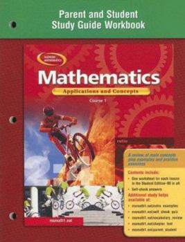 Paperback Mathematics: Applications and Concepts, Course 1, Parent and Student Study Guide Workbook Book