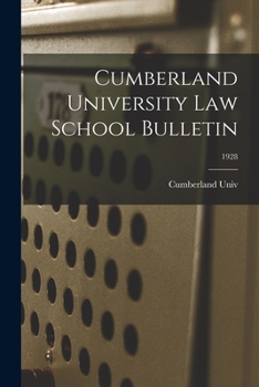 Paperback Cumberland University Law School Bulletin; 1928 Book
