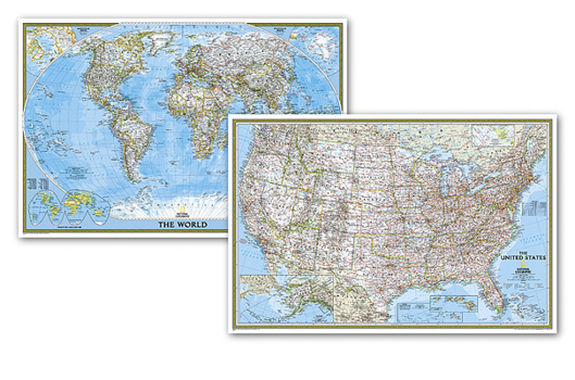 Misc. National Geographic World and United States Maps - Classic (Poster Size: 36 X 24 In) [Map Pack Bundle] Book