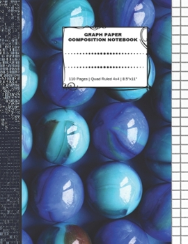 Graph Paper Composition Notebook: 110 Pages | Quad Ruled 4x4 | 8.5" x 11": Marbles Large Notebook with Grid Paper | Math Notebook For Students