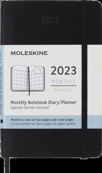 Calendar Moleskine 2023 Monthly Planner, 12m, Pocket, Black, Soft Cover (3.5 X 5.5) Book