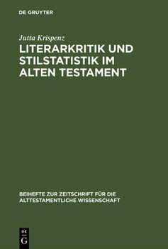Hardcover Literarkritik und Stilstatistik im Alten Testament [German] Book