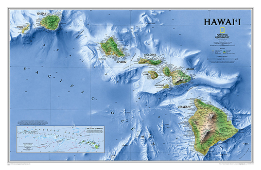 Unbound National Geographic Hawaii Wall Map - Laminated (34.75 X 22.75 In) Book