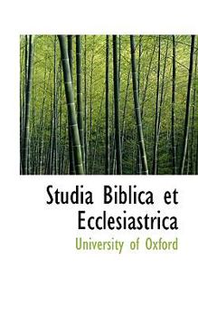 Hardcover Studia Biblica Et Ecclesiastrica Book