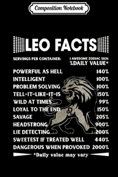 Composition Notebook: Leo Facts Leo Awesome Zodiac Sign  Journal/Notebook Blank Lined Ruled 6x9 100 Pages