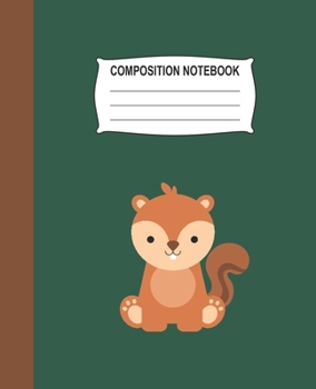 Paperback Composition Notebook: Green Wide Ruled Notebook With A Cute Baby Chipmunk Book