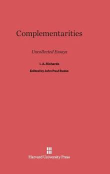 Hardcover Complementarities: Uncollected Essays Book