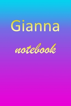 Gianna: Blank Notebook | Wide Ruled Lined Paper Notepad | Writing Pad Practice Journal | Custom Personalized First Name Initial G Blue Purple Gold  | ... Homeschool & University Organizer Daybook