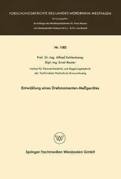 Paperback Entwicklung Eines Drehmomenten-Meßgerätes [German] Book