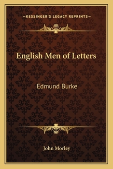 Paperback English Men of Letters: Edmund Burke Book