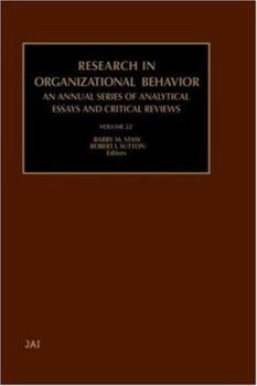 Hardcover Research in Organizational Behavior: Volume 22 Book