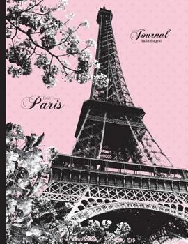 Paperback Eiffel Tower, Paris Journal - Bullet Dot Grid: Pink and Black Vintage Design 8.5 X 11 Notebook Book