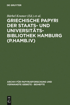 Hardcover Griechische Papyri Der Staats- Und Universitätsbibliothek Hamburg (P.Hamb.IV) [German] Book