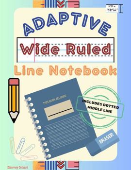 Adaptive Wide-Ruled Lined Paper Notebook.100 pages Blank Pages with dotted midline. 11/32 in. Standard Wide-Rule