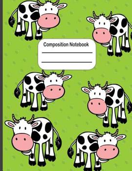 Paperback Composition Notebook: Large Cow Notebook to Write in ( Primery Writing Paper ) Dashed-Line Writing Paper Book