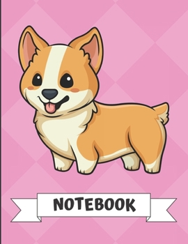 Notebook: Kawaii Corgi Dog Cartoon on a Pink Diamond Background. Book is Filled with Lined Journal Paper for Notes and Creating Writing.