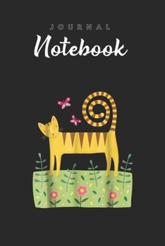 Journal Notebook: Cat In The Garden With Butterflies Spitural Blank Pages Rule Lined Journal Notebook with Black Cover Size 6in x 9in  x120 Pages for Kids or Men and Women to Write in