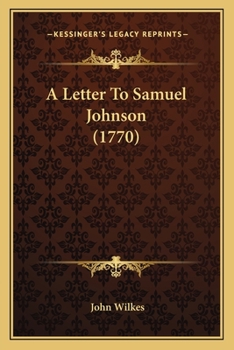 Paperback A Letter To Samuel Johnson (1770) Book