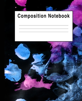 Paperback Composition Notebook: Pink & Blue Watercolor Art Splat Book