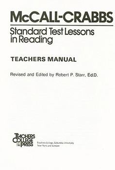Paperback McCall-Crabbs Standard Test Lessons in Reading, Teachers Manual/Answer Key Book