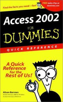 Paperback Access 2002 for Dummies Quick Reference Book