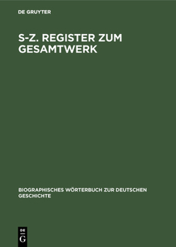 Hardcover S-Z. Register Zum Gesamtwerk [German] Book