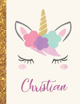 Christian: Christian Unicorn Personalized Black Paper SketchBook for Girls and Kids to Drawing and Sketching Doodle Taking Note Marble Size 8.5 x 11