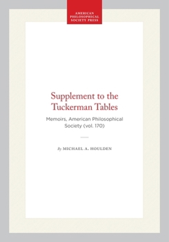 Hardcover Supplement to the Tuckerman Tables: Memoirs, American Philosophical Society (Vol. 170) Book