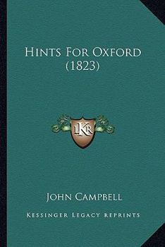 Paperback Hints For Oxford (1823) Book