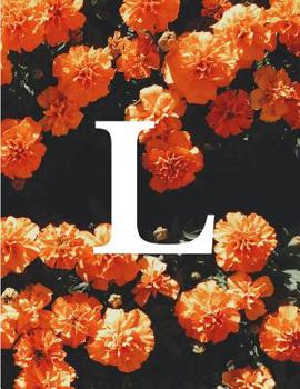 L: Monogram Initial L Notebook for Women and Girls Floral 8.5 x 11 100 Pages