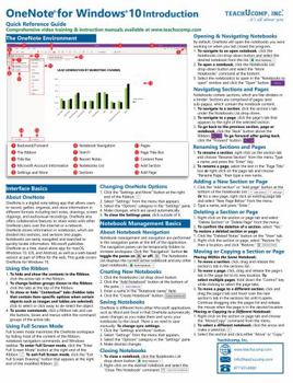 Pamphlet Microsoft OneNote for Windows 10 Introduction Quick Reference Training Tutorial Guide (Cheat Sheet of Instructions, Tips & Shortcuts - Laminated Card) Book