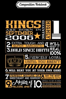 Composition Notebook: 13th Birthday Gifts Kings Born In September 2006  Journal/Notebook Blank Lined Ruled 6x9 100 Pages