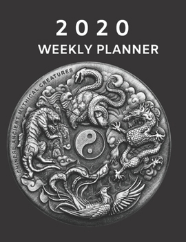 Undated Blank Weekly Planner: Yin Yang Mythological Creatures Cover | Plan Day, Week, Month For The Year | Schedule Tasks Monthly or Yearly & See Each ... Gift Logbook | Black Goal Setting Notebook
