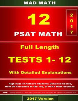 Paperback PSAT Math Tests 1-12 Book