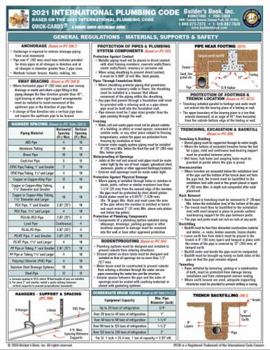 Pamphlet 2021 International Plumbing Code (IPC) Quick-Card Based On 2021 IPC Book