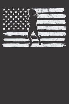 Paperback Notebook: Vintage 4th Of July USA Flag Running Marathon Dot Grid Dotted 6x9 120 Pages Book