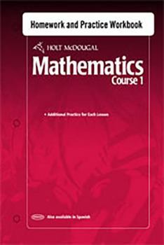 Paperback Holt McDougal Mathematics: Homework and Practice Workbook Course 1 Book