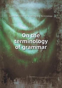 Paperback On the terminology of grammar Book